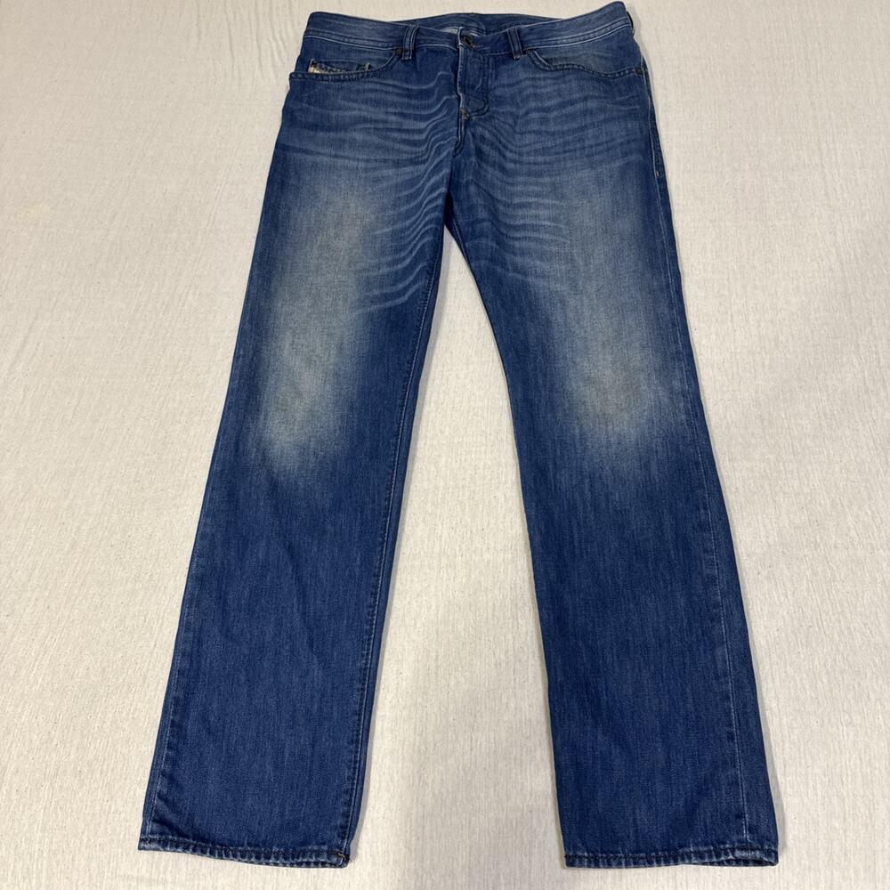 Diesel Buster Mens 34x32 Regular Slim Tapered Blue Jeans Wash 0663D EUC